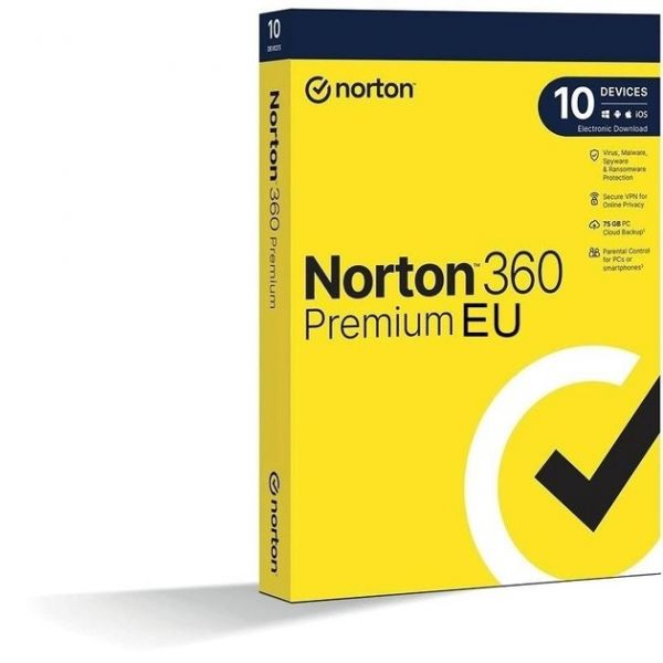 Norton 360 Premium 75 GB на 10 Пристроїв, на 1 Рік, Європа EU